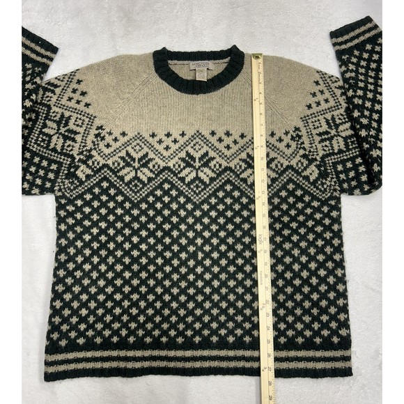 Northern Apparel Sweater Men's XL Wool Fair Isle Snowflake Nordic Green/Beige - Picture 5 of 7